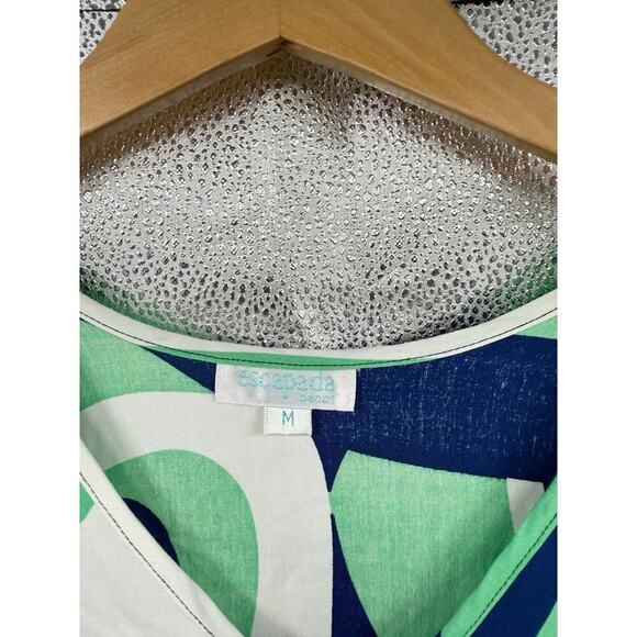 Escapada Beach Blue Green Abstract Pattern Swim Coverup Coastal Vacation M - Picture 3 of 7